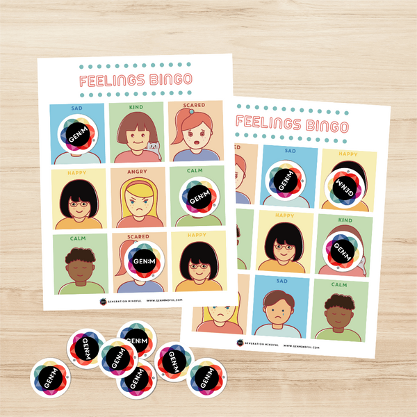Feelings Bingo ($9 Value) - PeaceMakers Generation Mindful - Generation Mindful,  - teach emotions parenting child therapy tool