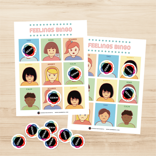 Feelings Bingo - PeaceMakers Generation Mindful - Generation Mindful,  - teach emotions parenting child therapy tool