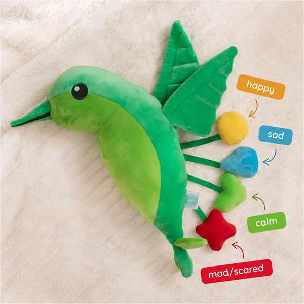 Green Hummingbird SnuggleBuddies Emotions Plush - PeaceMakers Generation Mindful - Generation Mindful, Parenting Support - teach emotions parenting child therapy tool