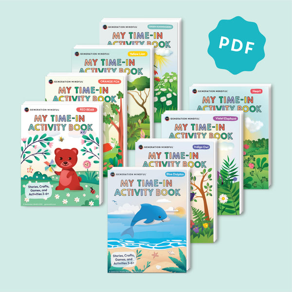 Time-In Activity Book Series (8 PDF Books) - PeaceMakers Generation Mindful - Generation Mindful,  - teach emotions parenting child therapy tool
