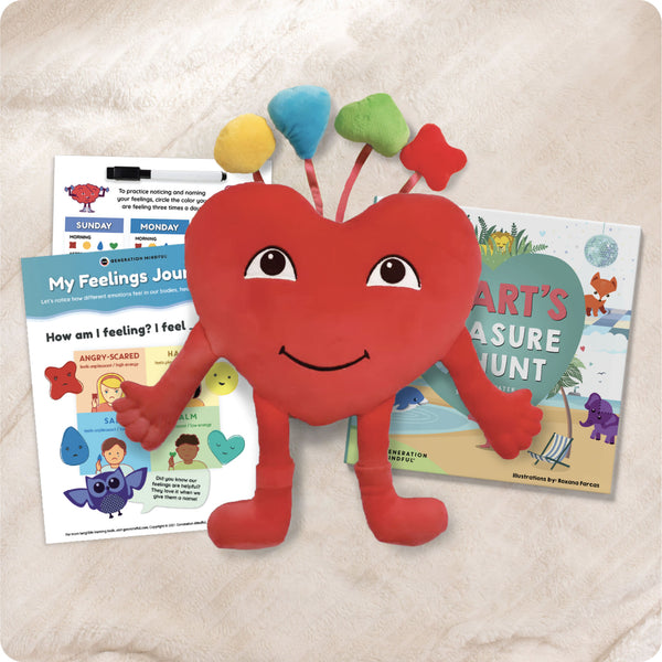 Heart SnuggleBuddies Emotions Plush & Book Bundle - PeaceMakers Generation Mindful - Generation Mindful, Educational Toys - teach emotions parenting child therapy tool