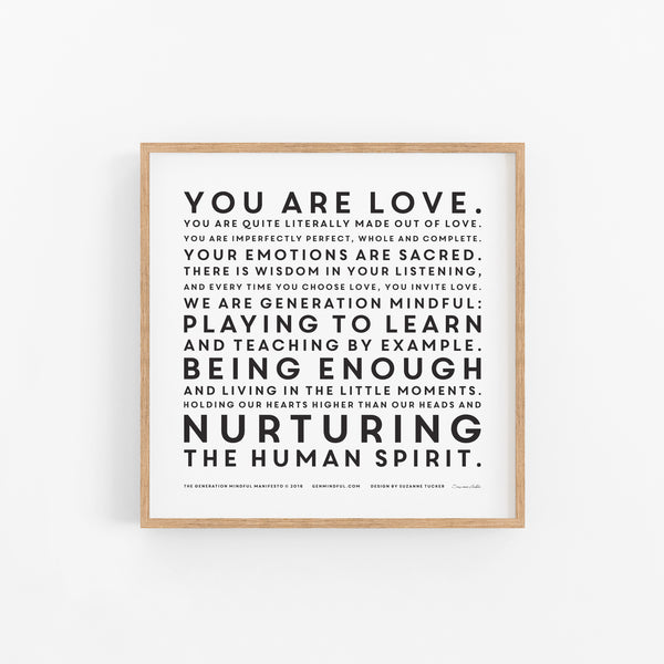 Generation Mindful Manifesto Poster - PeaceMakers Generation Mindful - Generation Mindful, PLAYFUL - teach emotions parenting child therapy tool